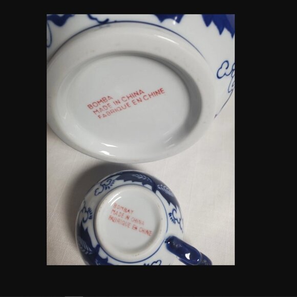 Vintage Bombay Company Blue & White Porcelain Teapot Set - Picture 7 of 10